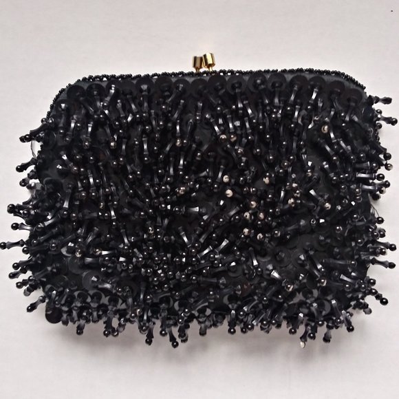 🎉HP🎉Vintage Bead & Sequin Black Wristlet Clutc… - Picture 6 of 9